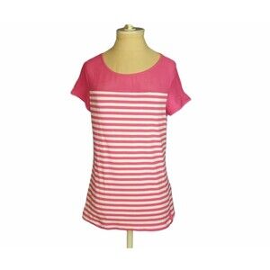 Lauren Active Ralph Lauren  Pink White  Striped Tee Shirt Size Medium